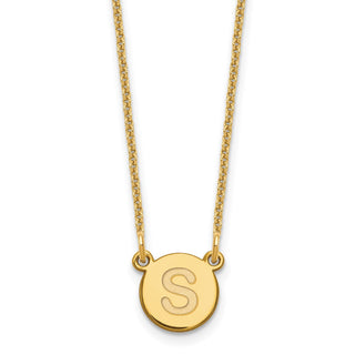 14k Yellow Gold Tiny Circle Block Letter S Initial Necklace