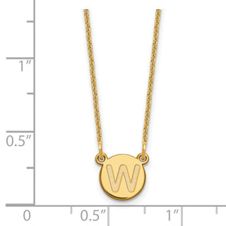 14k Yellow Gold Tiny Circle Block Letter W Initial Necklace