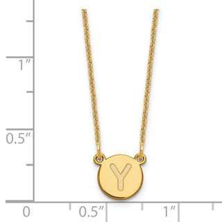 14k Yellow Gold Tiny Circle Block Letter Y Initial Necklace