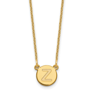 14k Yellow Gold Tiny Circle Block Letter Z Initial Necklace