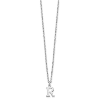 18" 10K White Gold Cutout Letter R Initial Necklace