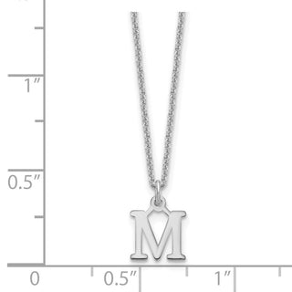 14k White Gold Cutout Letter M Initial Necklace