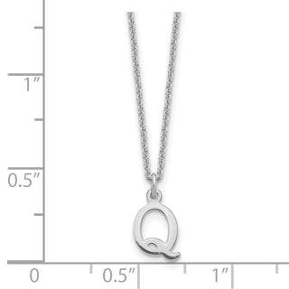 14k White Gold Cutout Letter Q Initial Necklace