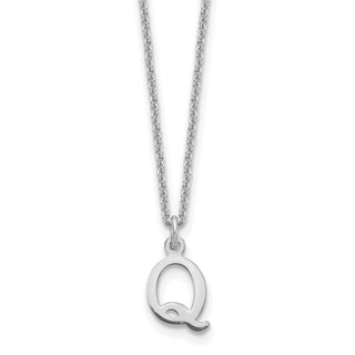 14k White Gold Cutout Letter Q Initial Necklace