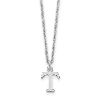 14k White Gold Cutout Letter T Initial Necklace
