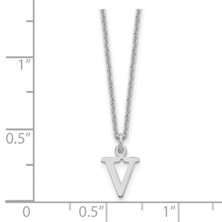 14k White Gold Cutout Letter V Initial Necklace