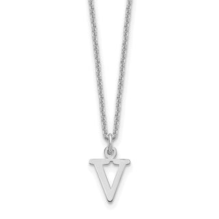 14k White Gold Cutout Letter V Initial Necklace