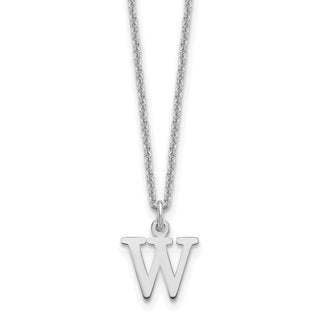 14k White Gold Cutout Letter W Initial Necklace
