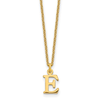 14k Yellow Gold Cutout Letter E Initial Necklace