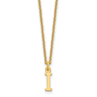 14k Yellow Gold Cutout Letter I Initial Necklace