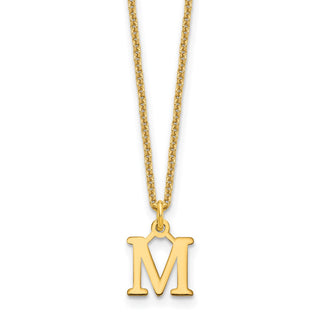 14k Yellow Gold Cutout Letter M Initial Necklace