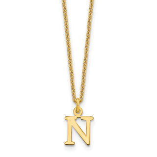 14k Yellow Gold Cutout Letter N Initial Necklace