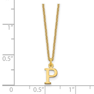 14k Yellow Gold Cutout Letter P Initial Necklace
