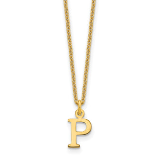 14k Yellow Gold Cutout Letter P Initial Necklace