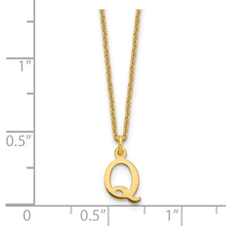 14k Yellow Gold Cutout Letter Q Initial Necklace