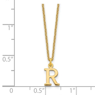 14k Yellow Gold Cutout Letter R Initial Necklace