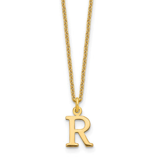 14k Yellow Gold Cutout Letter R Initial Necklace