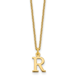 14k Yellow Gold Cutout Letter R Initial Necklace