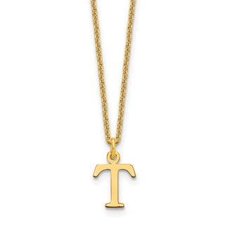 14k Yellow Gold Cutout Letter T Initial Necklace