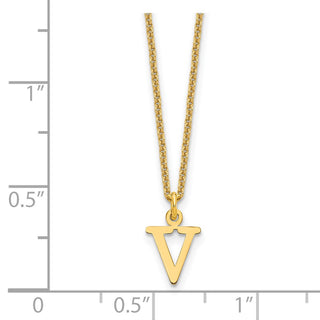 14k Yellow Gold Cutout Letter V Initial Necklace