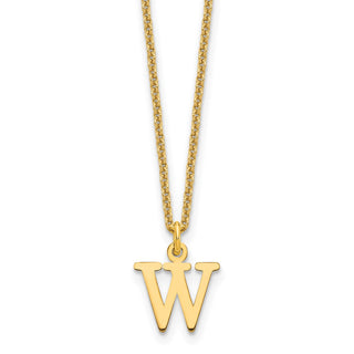 14k Yellow Gold Cutout Letter W Initial Necklace