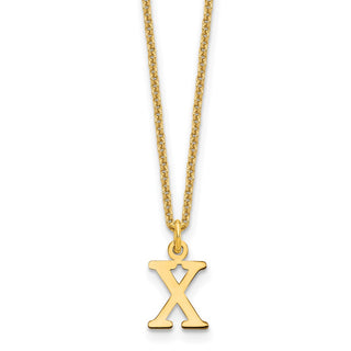 14k Yellow Gold Cutout Letter X Initial Necklace