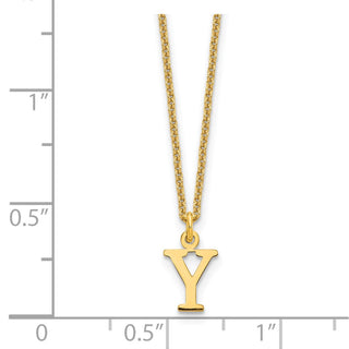 14k Yellow Gold Cutout Letter Y Initial Necklace