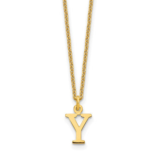 14k Yellow Gold Cutout Letter Y Initial Necklace