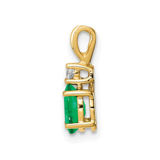14k Yellow Gold 6x4mm Oval Emerald AAA Diamond Pendant