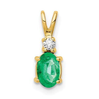 14k Yellow Gold Emerald Diamond Pendant XP1002E/AA