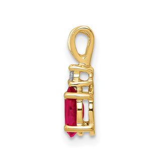 14k Yellow Gold 6x4mm Oval Ruby AA Diamond Pendant