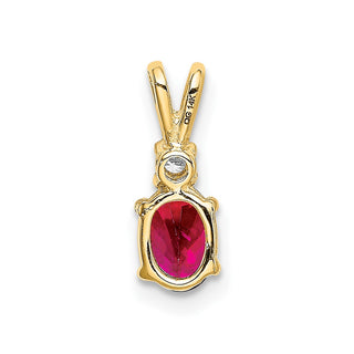 14k Yellow Gold 6x4mm Oval Ruby AA Diamond Pendant
