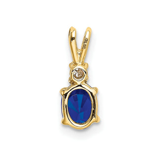14k Yellow Gold 6x4mm Oval Sapphire VS Diamond Pendant