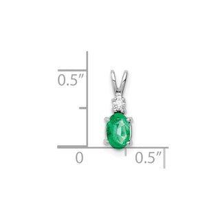 14k White Gold 6x4mm Oval Emerald VS Diamond Pendant