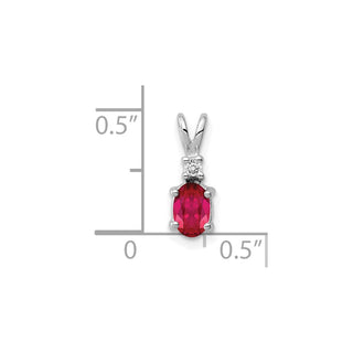 14k White Gold 6x4mm Oval Ruby AA Diamond Pendant