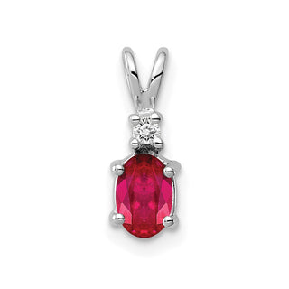 14k White Gold 6x4mm Oval Ruby AAA Diamond Pendant