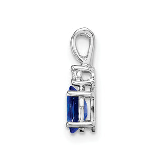 14k White Gold 6x4mm Oval Sapphire AAA Diamond Pendant