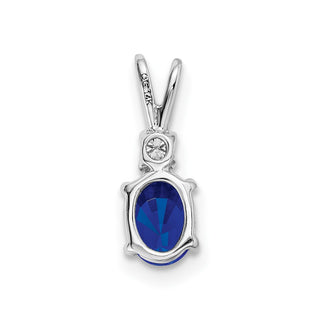 14k White Gold 6x4mm Oval Sapphire AAA Diamond Pendant