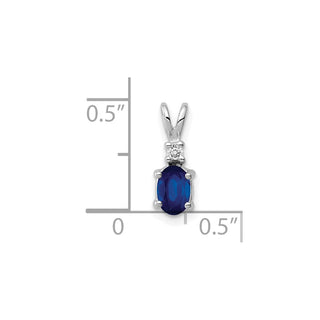 14k White Gold 6x4mm Oval Sapphire AA Diamond Pendant