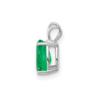 14k White Gold Emerald Pendant