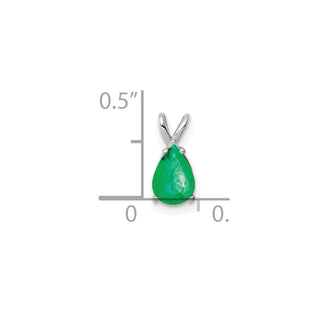 14k White Gold Emerald Pendant