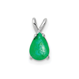 14k White Gold Emerald Pendant