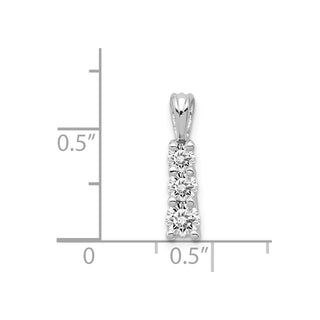 14k White Gold VS Diamond Small Three Stone Pendant