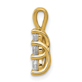 14k Yellow Gold AA Diamond Small Three Stone Pendant