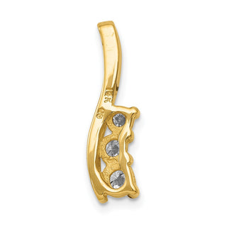 14k Yellow Gold A Diamond Small Three Stone Curved Bar Pendant