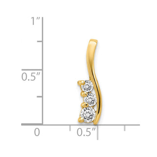 14k Yellow Gold A Diamond Small Three Stone Curved Bar Pendant