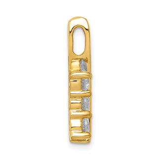 14k Yellow Gold A Diamond Three Stone Curved Bar Pendant