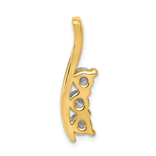 14k Yellow Gold A Diamond Three Stone Curved Bar Pendant