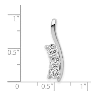 14k White Gold A Diamond Three Stone Curved Bar Pendant