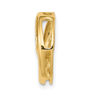 14k Yellow Gold AA 3.2mm Diamond Three Stone Circles Chain Slide Pendant